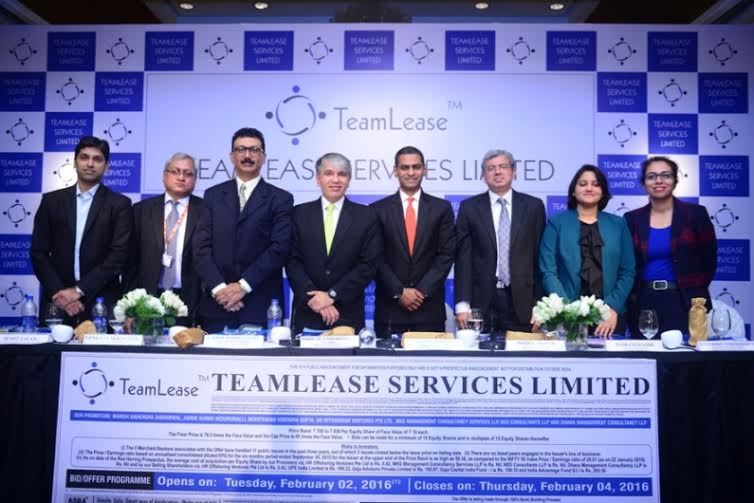 Teamlease Services Ipo于2016年2月2日开放
